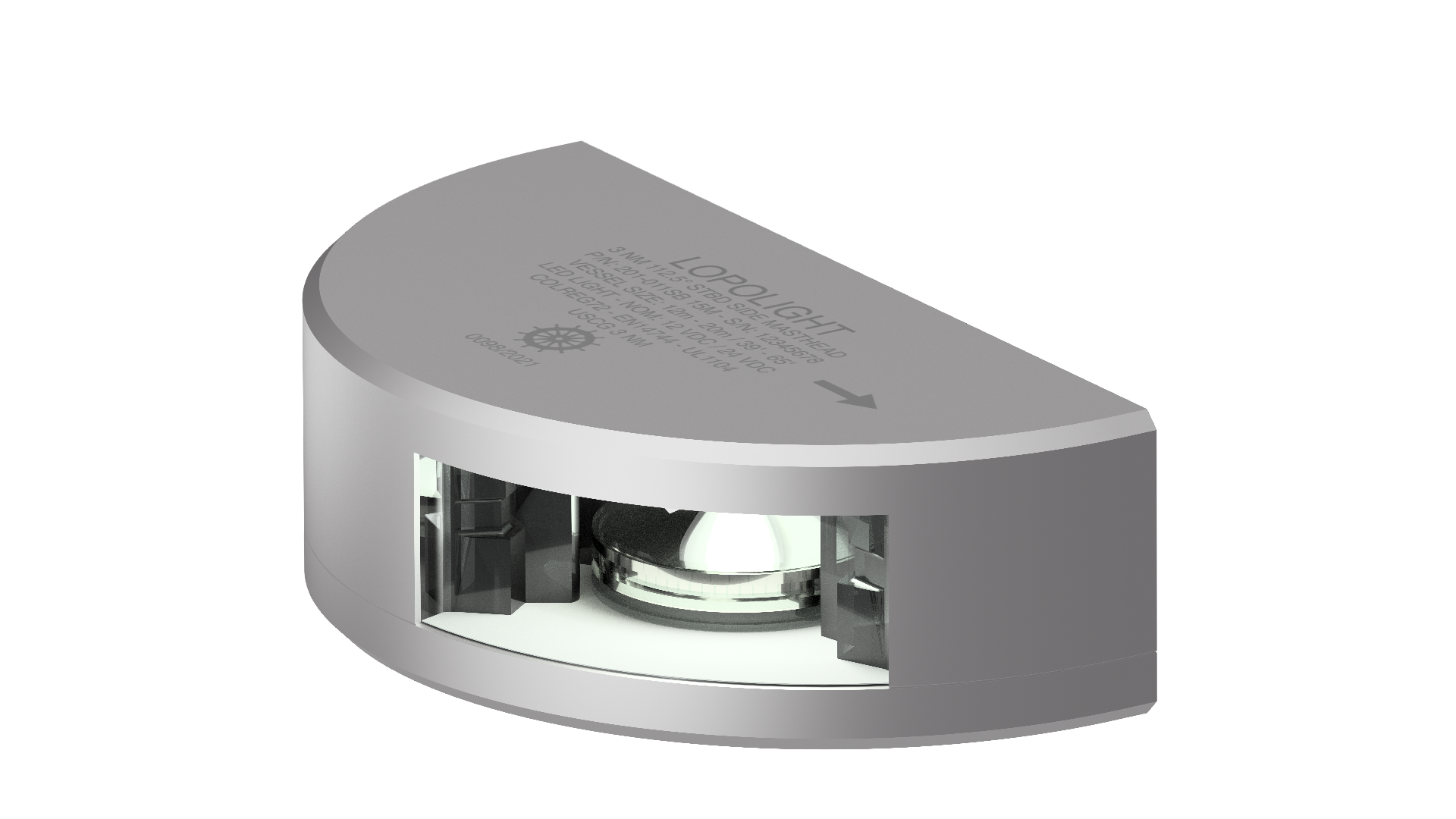 3nm 112,5° White, Masthead STBD Side Only, silver 3nm 112,5° White, Masthead STBD Side Only, silver